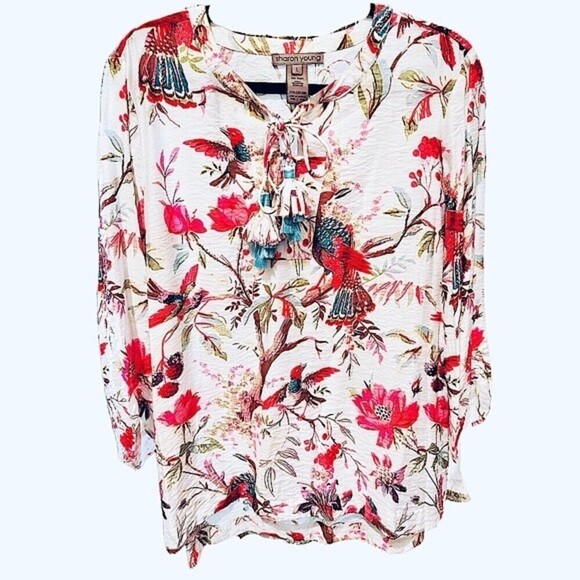 Tops - Sharon Young Size Large Top Floral Spring Pattern